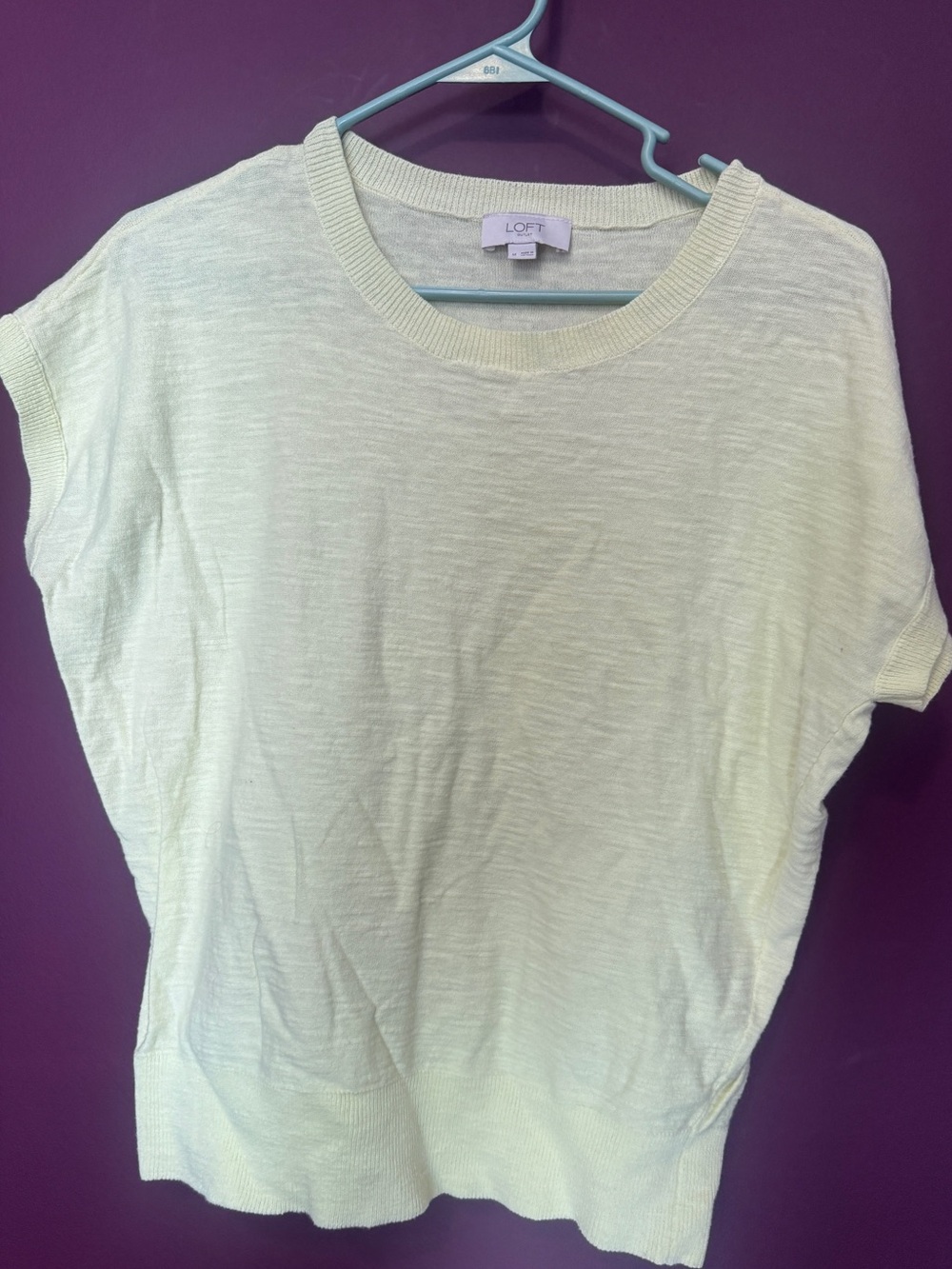 LOFT Women’s Short Sleeve Knit Top in Pale Lime Yellow
